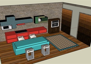 厨房家具陈设设计SU(草图大师)模型