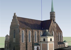 欧式风格教堂建筑设计SU(草图大师)模型