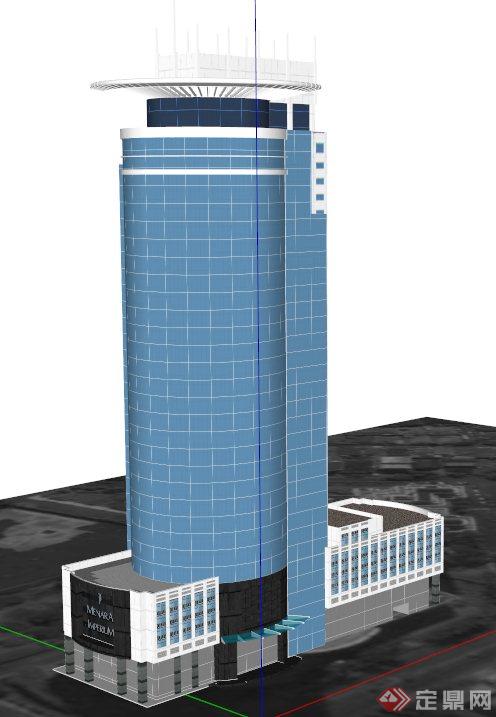 某电视局大楼建筑设计SU模型(1)