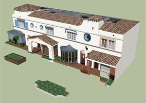 双层欧式住宅楼建筑设计SU(草图大师)模型