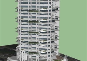 某特色办公大楼建筑设计SU(草图大师)模型