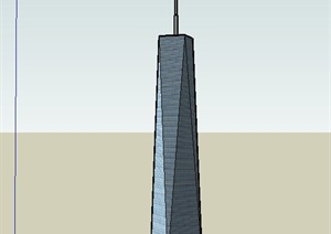 现代某城市高层自由办公塔楼建筑设计SU(草图大师)模型