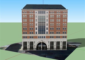 某现代8层证券公司办公楼建筑设计SU(草图大师)模型