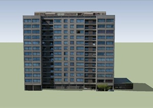 现代某13层小区住宅建筑设计SU(草图大师)模型