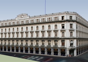 欧式风格五层宾馆建筑设计SU(草图大师)模型