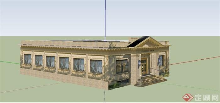 某美式单层住宅建筑设计SU模型(3)