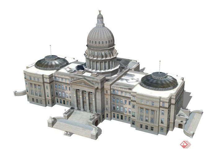爱达荷州国会大厦建筑设计SU模型(1)