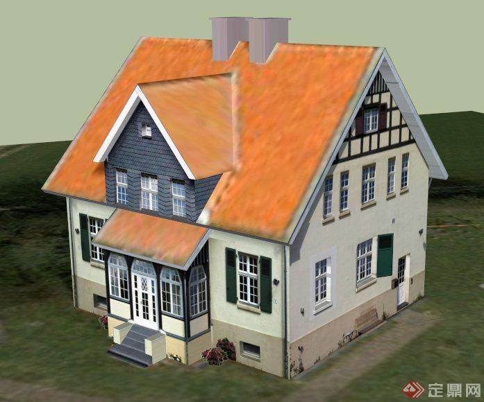 某一栋双层住宅建筑设计SU模型(1)