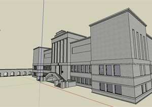 一栋现代风格博物馆建筑设计SU(草图大师)模型