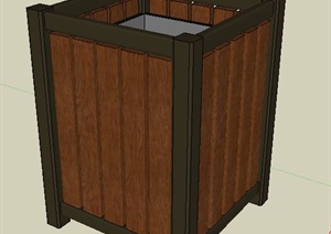 园林景观木制垃圾桶SU(草图大师)模型