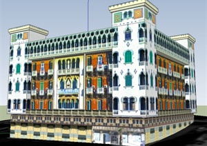 欧式酒店建筑设计SU(草图大师)模型