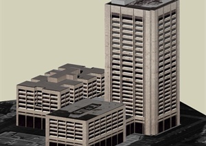 司法中心大厦建筑设计SU(草图大师)模型