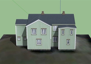 某两层美式风格乡村住宅建筑设计SU(草图大师)模型