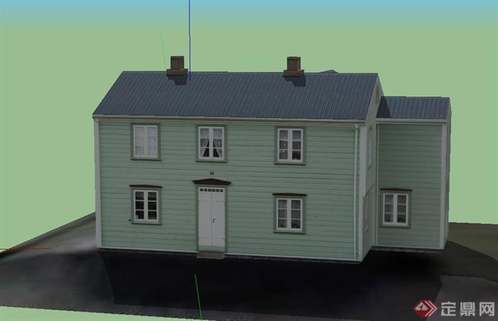 某两层美式风格乡村住宅建筑设计SU模型(2)