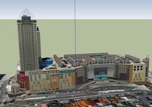 某城市中心商场建筑设计SU(草图大师)模型