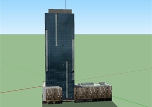 某L形洲际高层酒店建筑设计SU(草图大师)模型