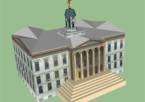 市镇大厅建筑设计SU(草图大师)模型