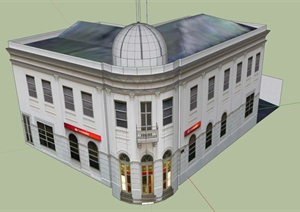 西班牙国际银行大楼建筑设计SU(草图大师)模型