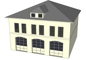 两层商住楼建筑设计SU(草图大师)模型