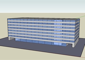 某多层两排行政办公楼建筑设计SU(草图大师)模型