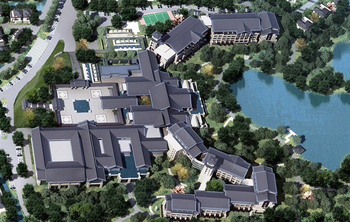 新古典度假酒店建筑景观设计3DMAX模型