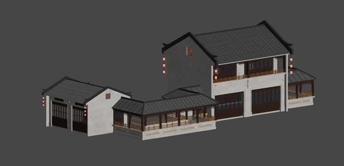 中式双层建筑设计3DMAX模型