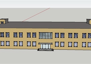 某现代两层学生食堂建筑设计SU(草图大师)模型