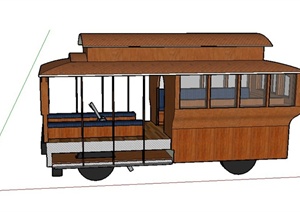 某木质观景小火车设计SU(草图大师)模型