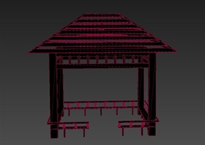 某古典中式风格四角平顶亭设计3DMAX模型