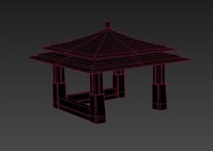 某古典中式四角廊亭设计3DMAX模型