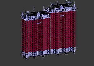 某欧式联排小高层住宅建筑设计3DMAX模型