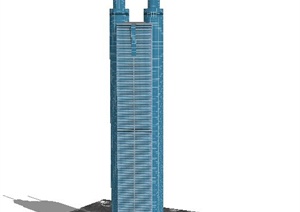 某想两栋联排高层办公建筑设计SU(草图大师)模型
