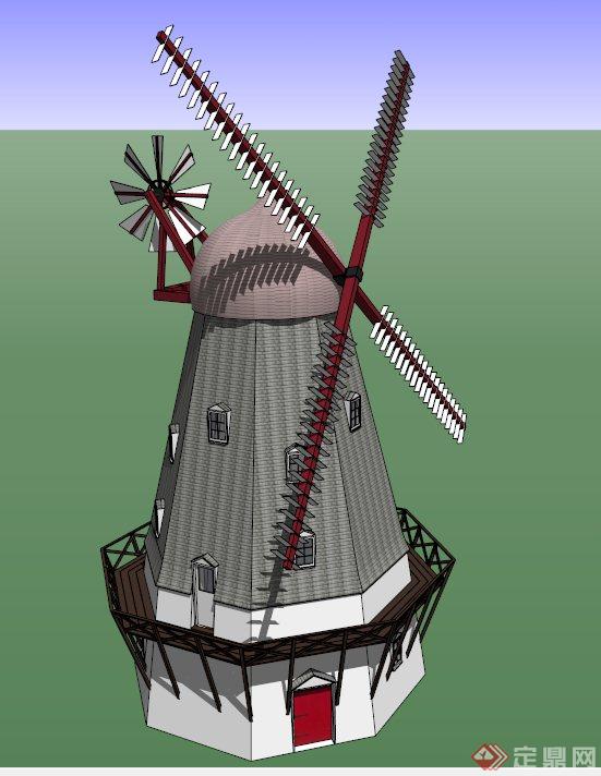 风车住宅建筑设计SU模型(1)