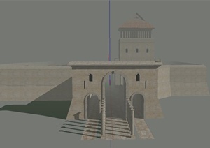 某欧式古罗马城堡遗址建筑设计SU(草图大师)模型