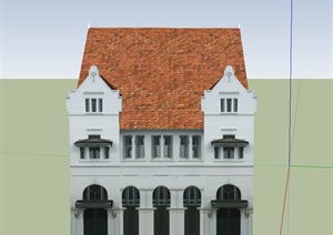 某欧式风格两层阁楼式托儿所建筑设计SU(草图大师)模型