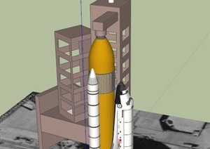 火箭飞船起飞台建筑设计SU(草图大师)模型