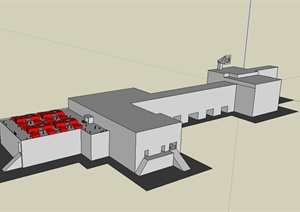 某现代工厂车间建筑设计SU(草图大师)模型