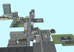 某美式小镇综合建筑设计SU(草图大师)模型