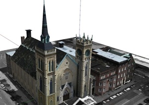 苏格兰仪式大教堂建筑设计SU(草图大师)模型