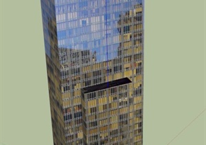 某综合大楼建筑设计SU(草图大师)贴图模型