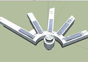扇子形大楼建筑设计SU(草图大师)模型
