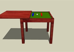 正方形红木复古台球餐桌设计SU(草图大师)模型