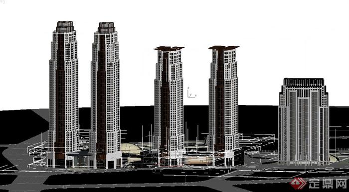 现代某高层商业中心建筑设计PSD效果图与i3DMAX模型(6)