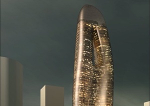现代特色综合大楼建筑设计MAX模型（附效果图）
