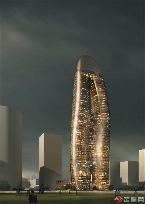 现代特色综合大楼建筑设计MAX模型（附效果图）(1)