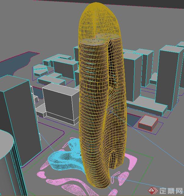 现代特色综合大楼建筑设计MAX模型（附效果图）(3)