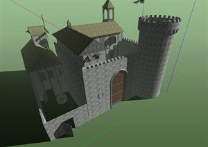 古典欧式城堡建筑设计SU(草图大师)模型