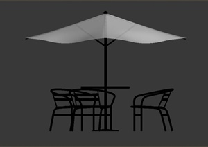 现代某室外景观节点遮阳伞与桌椅组合设计3DMAX模型