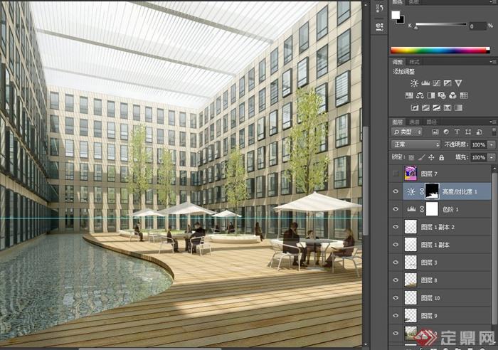 某现代商城建筑中央休息室空间设计3DMAX模型与PSD效果图(2)