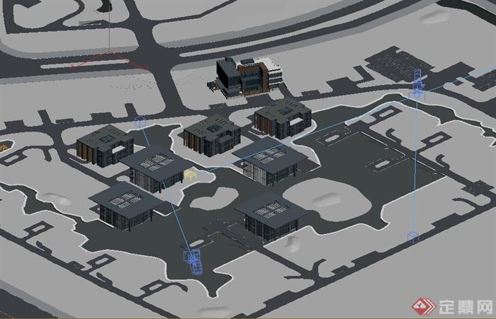 现代某工业生产区建筑设计3DMAX模型(2)